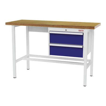 STIER Werkbank mit 2x200 mm Schubladen BxTxH 1500x600x960 mm RAL 7035 / RAL 5010