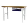 STIER Höhenverstellbare Werkbank mit 1x50, 1x100 mm Schubladen BxTxH 1500x600x760-1060 mm RAL 7035 / RAL 5010