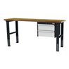 STIER Höhenverstellbare Werkbank mit 2x200 mm Schubladen BxTxH 2000x600x760-1060 mm RAL 7016 / RAL 7035
