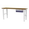 STIER Höhenverstellbare Werkbank mit 1x50, 1x100 mm Schubladen BxTxH 2000x600x760-1060 mm RAL 7035 / RAL 5010