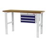 STIER Höhenverstellbare Werkbank mit 3x100 mm Schubladen BxTxH 1500x600x760-1060 mm RAL 7035 / RAL 5010