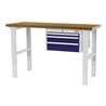 STIER Höhenverstellbare Werkbank mit 1x50, 1x100, 1x150 mm Schubladen BxTxH 1500x600x760-1060 mm RAL 7035 / RAL 5010
