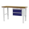 STIER Höhenverstellbare Werkbank mit 2x200 mm Schubladen BxTxH 1500x600x760-1060 mm RAL 7035 / RAL 5010