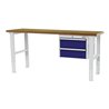 STIER Höhenverstellbare Werkbank mit 2x200 mm Schubladen BxTxH 1500x600x760-1060 mm RAL 7035 / RAL 5010