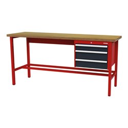 STIER Werkbank mit 1x100, 2x150 mm Schubladen BxTxH 2000x600x960 mm RAL 3020 / RAL 7016