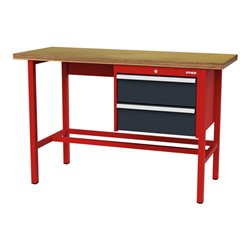 STIER Werkbank mit 2x200 mm Schubladen BxTxH 1500x600x960 mm RAL 3020 / RAL 7016