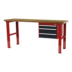 STIER Höhenverstellbare Werkbank mit 1x100, 2x150 mm Schubladen BxTxH 1500x600x760-1060 mm RAL 3020 / RAL 7016