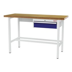 STIER Werkbank mit 1x150 mm Schublade BxTxH 1500x600x960 mm RAL 7035 / RAL 5010