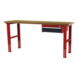 STIER Höhenverstellbare Werkbank mit 1x150 mm Schublade BxTxH 2000x600x760-1060 mm RAL 3020 / RAL 7016