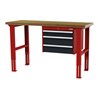 STIER Höhenverstellbare Werkbank mit 1x100, 2x150 mm Schubladen BxTxH 1500x600x760-1060 mm RAL 3020 / RAL 7016