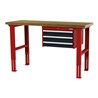 STIER Höhenverstellbare Werkbank mit 3x100 mm Schubladen BxTxH 1500x600x760-1060 mm RAL 3020 / RAL 7016