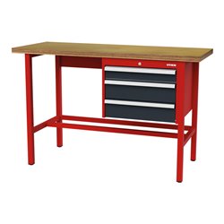 STIER Werkbank mit 1x100, 2x150 mm Schubladen BxTxH 1500x600x960 mm RAL 3020 / RAL 7016