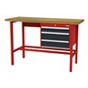 STIER Werkbank mit 1x100, 2x150 mm Schubladen BxTxH 1500x600x960 mm RAL 3020 / RAL 7016