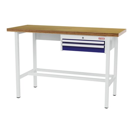 STIER Werkbank mit 1x50, 1x100 mm Schubladen BxTxH 1500x600x960 mm RAL 7035 / RAL 5010