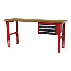 STIER Höhenverstellbare Werkbank mit 3x100 mm Schubladen BxTxH 1500x600x760-1060 mm RAL 3020 / RAL 7016