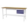 STIER Werkbank mit 3x100 mm Schubladen BxTxH 2000x600x960 mm RAL 7035 / RAL 5010