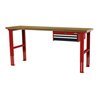 STIER Höhenverstellbare Werkbank mit 1x50, 1x100 mm Schubladen BxTxH 2000x600x760-1060 mm RAL 3020 / RAL 7016