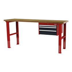 STIER Höhenverstellbare Werkbank mit 1x50, 1x100, 1x150 mm Schubladen BxTxH 1500x600x760-1060 mm RAL 3020 / RAL 7016