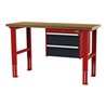 STIER Höhenverstellbare Werkbank mit 2x200 mm Schubladen BxTxH 1500x600x760-1060 mm RAL 3020 / RAL 7016