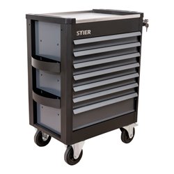 STIER Werkstattwagen Premium mit Edelstahl-Arbeitsfläche bestückt 223-teilig