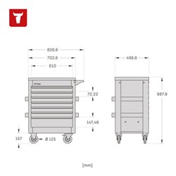 STIER Werkstattwagen Premium mit Edelstahl-Arbeitsfläche bestückt 241-teilig
