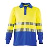 Rofa Multinorm-Poloshirt Langarm, gelb / kornblau, Unisex-Größe: L
