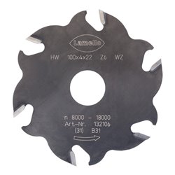 Lamello Nutfräser, HW, 100 x 4 mm, Z6 Wechselzahn (3+3) für Lamello Classic