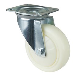 BS Rollen Lenkrolle D.150mm Trgf.300kg Ku.Platte L135xB110mm Farbe Rl.weiß