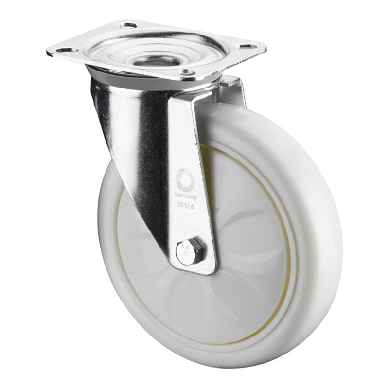 BS Rollen Lenkrolle D.200mm Trgf.300kg Ku.Platte L135xB110mm Farbe Rl.weiß