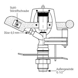 Kreis- u.Sektorenregner V80 D.26m G1/2Zoll AG MS GEKA
