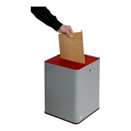 VAR Papiersammler P40-DSGVO, silber mit Kopfteil rot