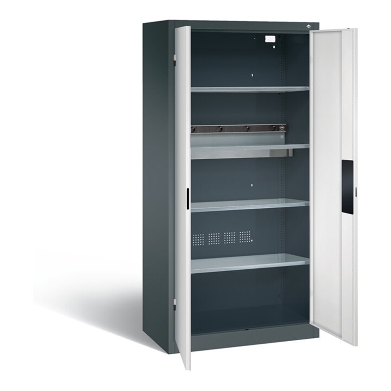 C+P Akku-Ladeschrank für 5 E-Werkzeuge, H1950xB930xT500mm, Lichtgrau/Anthrazitgrau