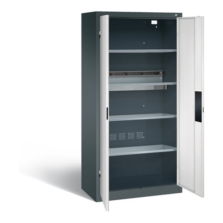 C+P Akku-Ladeschrank für 5 E-Werkzeuge, H1950xB930xT500mm, Lichtgrau/Anthrazitgrau