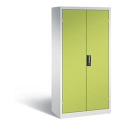 C+P Akku-Ladeschrank für 15 E-Werkzeuge, H1950xB930xT500mm, Viridingrün/Lichtgrau