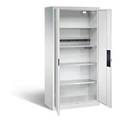 C+P Akku-Ladeschrank für 5 E-Werkzeuge, H1950xB930xT500mm, Lichtgrau