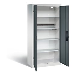 C+P Akku-Ladeschrank für 5 E-Werkzeuge, H1950xB930xT500mm, Anthrazitgrau/Lichtgrau