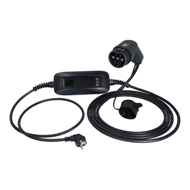 KS Tools efuturo mobile Ladestation mit Typ 2 Ladekabel, 1 Phase, bis zu 3,7 kW, 6-16 A, 230 V, Mode 2, LCD Display, Schuko-Stec