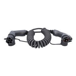 KS Tools efuturo Spiralladekabel Typ 2 auf Typ 1 Stecker, 1 Phase, bis zu 3,7 kW, 16 A, 230 V, Mode 3, 5 Meter