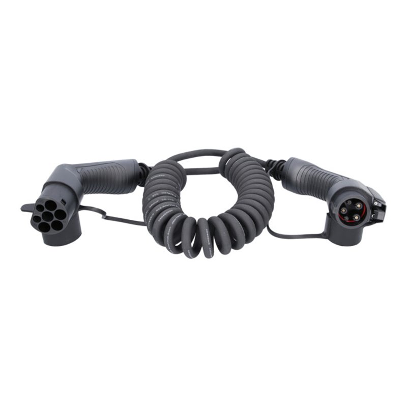 KS Tools efuturo Spiralladekabel Typ 2 auf Typ 1 Stecker, 1 Phase, bis zu 3,7 kW, 16 A, 230 V, Mode 3, 5 Meter