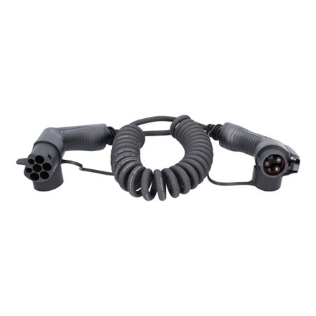 KS Tools efuturo Spiralladekabel Typ 2 auf Typ 1 Stecker, 1 Phase, bis zu 3,7 kW, 16 A, 230 V, Mode 3, 5 Meter