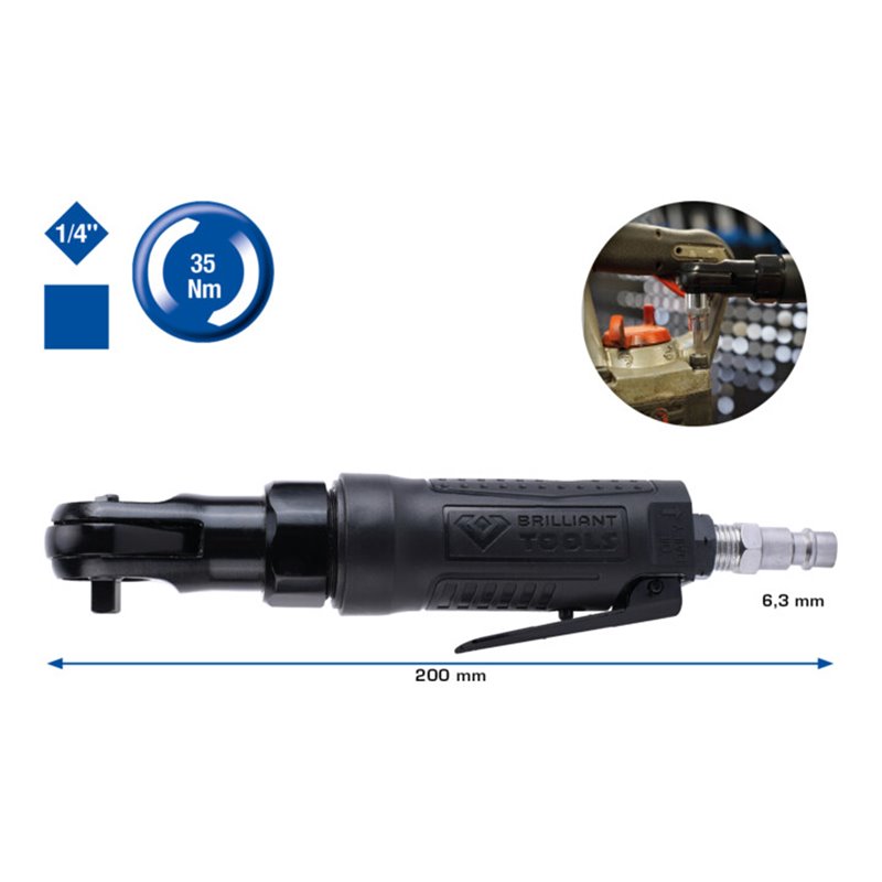 Brilliant Tools 1/4 Zoll Druckluft-Ratsche, 35 Nm
