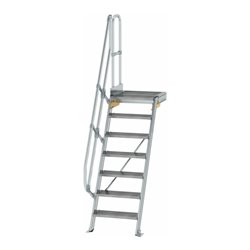 MUNK Treppe mit Plattform 60° Stufenbreite 600 mm 7 Stufen Aluminium geriffelt