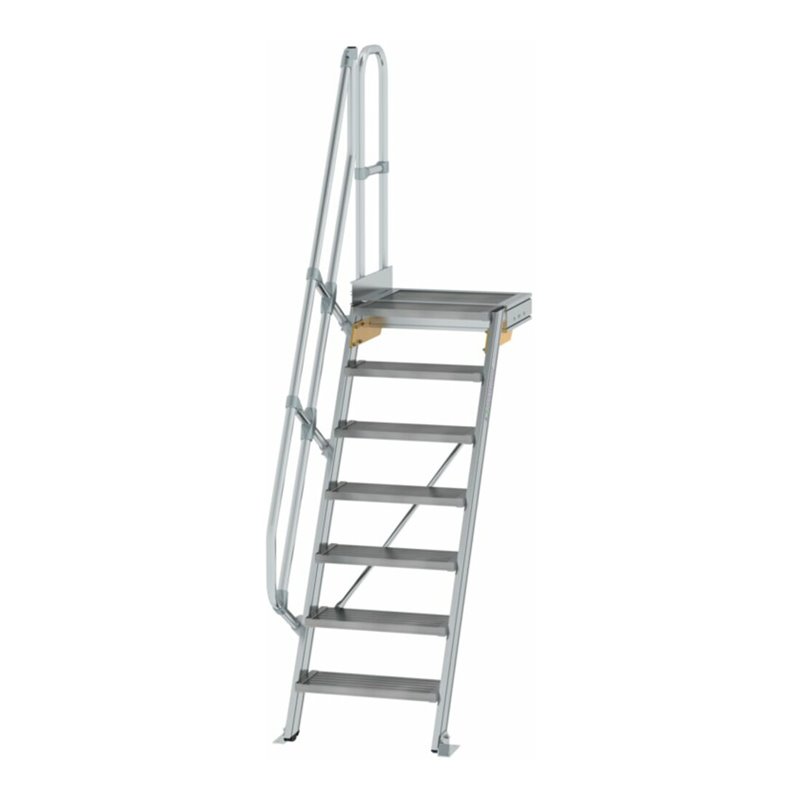 MUNK Treppe mit Plattform 60° Stufenbreite 600 mm 7 Stufen Aluminium geriffelt