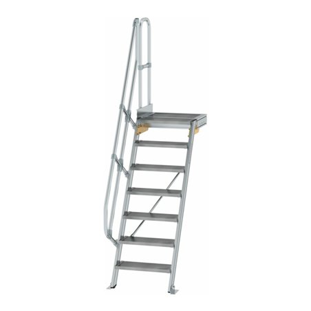 MUNK Treppe mit Plattform 60° Stufenbreite 600 mm 7 Stufen Aluminium geriffelt