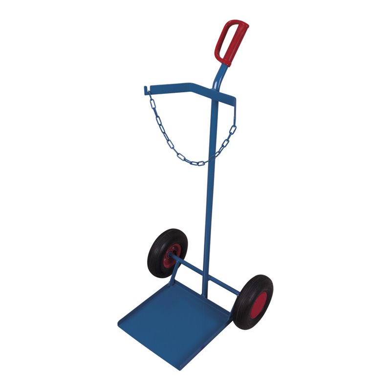 VARIOfit Stahlflaschenkarre für Propangasflasche, Schaufel 360 x 365 mm, Höhe Sicherungskette 1.035 mm