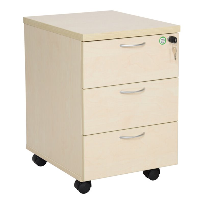 STIER Rollcontainer mit 3 Schubladen, 405x500x590mm, Ahorn