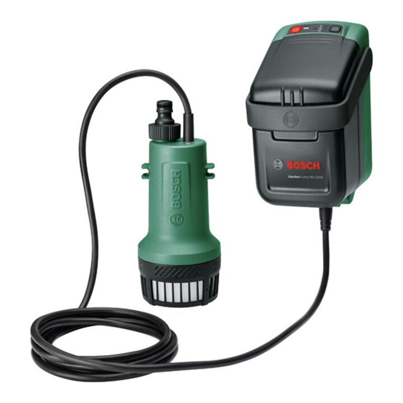 Bosch Akku-Regenwasserpumpen GardenPump 18V-2000: Akku 18V 2.5Ah, Ladegerät AL 1810 CV