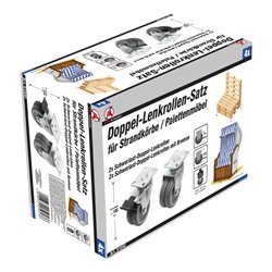 BGS Do it yourself Doppel-Lenkrollen-Satz für Strandkörbe Ø 75 mm 4-tlg.