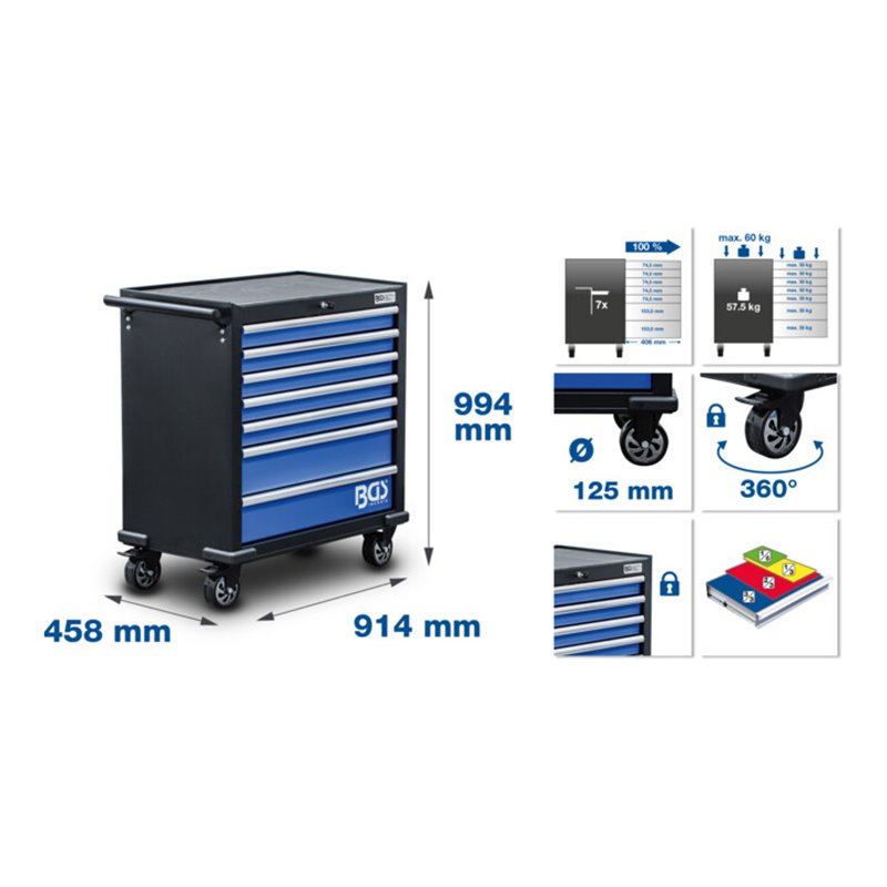 BGS Werkstattwagen XL 7 Schubladen leer