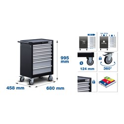 BGS Werkstattwagen 7 Schubladen leer Obere Platte belastbar bis 50 kg